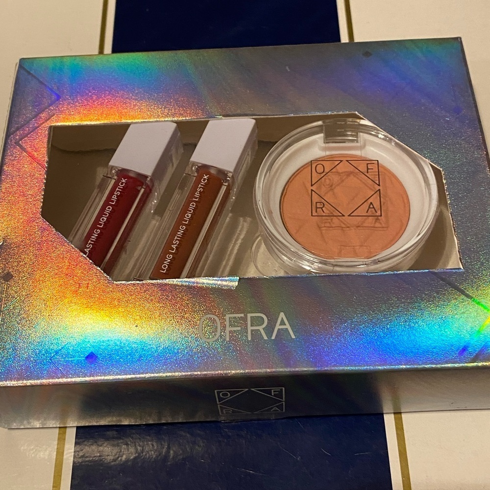 OFRA Lip Gloss and Blush Set Deep Red and Peach